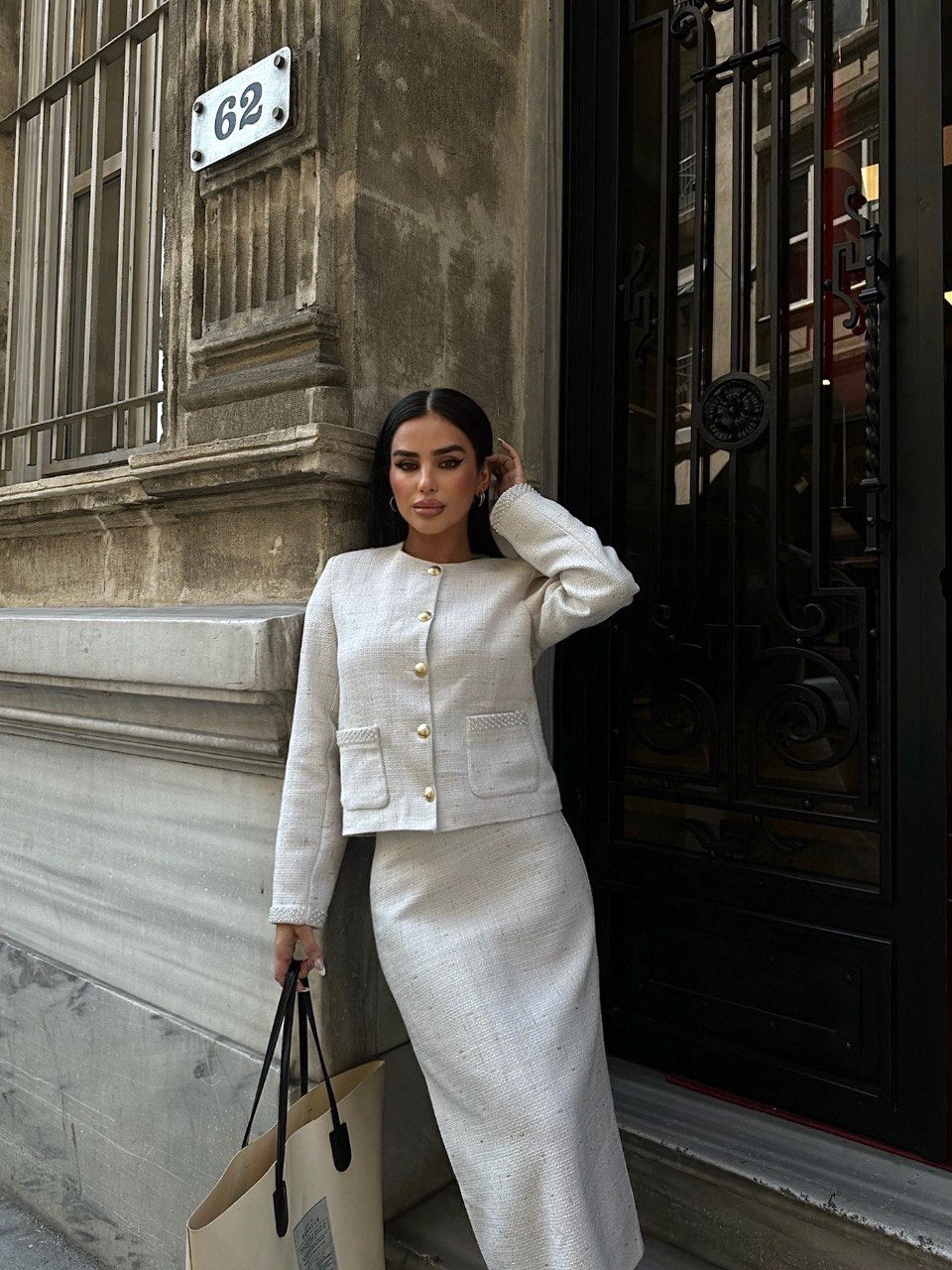 Zweiteiler im Bouclé-Look