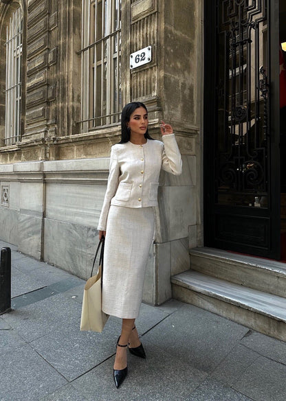 Zweiteiler im Bouclé-Look